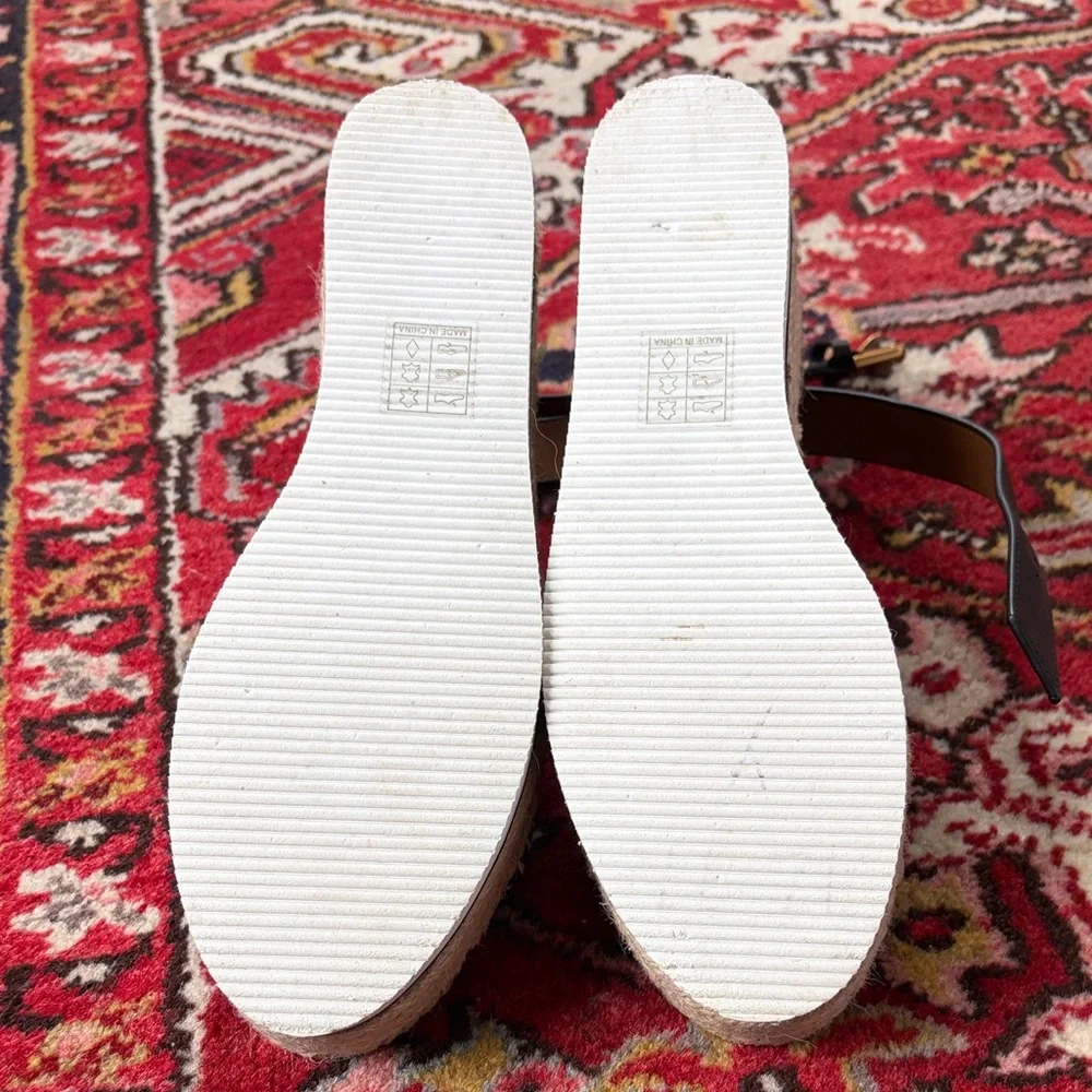 See By Chloe Black Leather Espadrille Platform Sandals